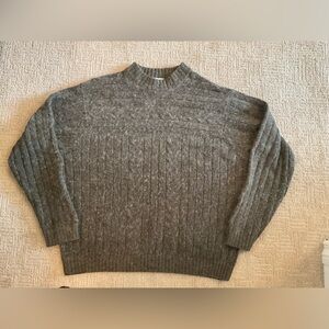 🩶🖤 Togo Men Merino Wool Alpaca Blend Sweater Crew Neck GrayGreen L EUC